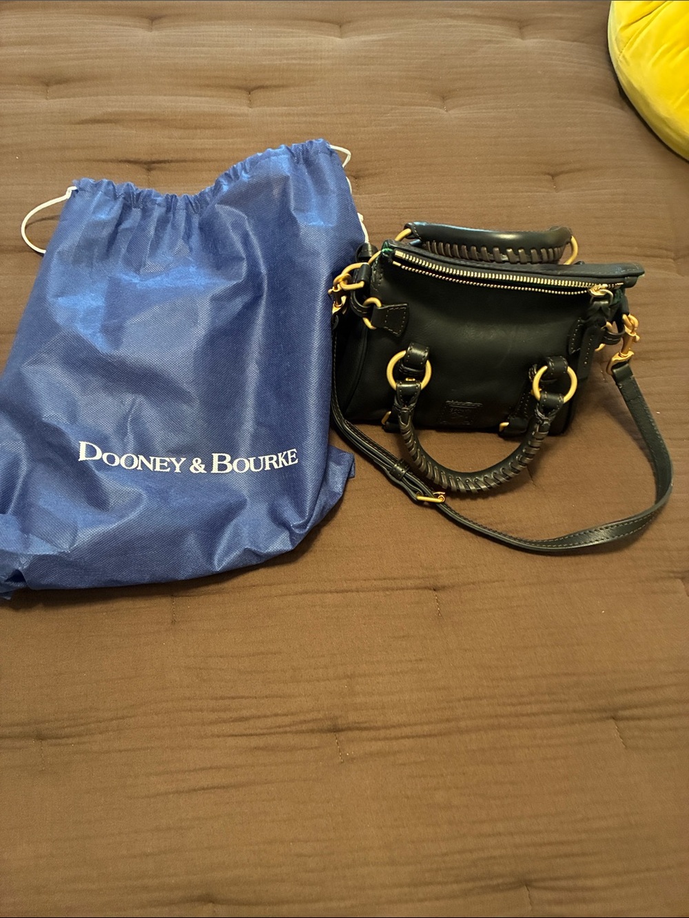Dooney & Bourke Black Leather Florentine satchel Crossbody with Gold Hardware